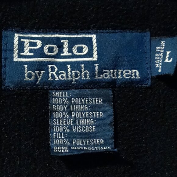 Polo Ralph Lauren Vintage Black Fleece Lined Bomber Jacket With Hood SIZE LARGE - Picture 2 of 7